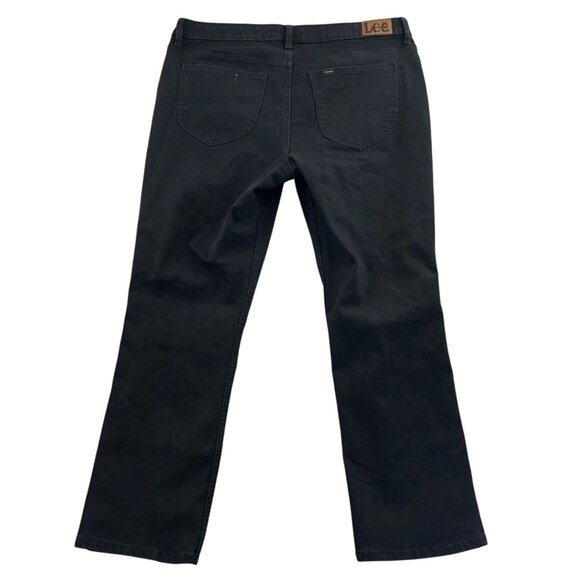 Lee Womens Jeans Size 16 Short Straight Leg Classic Black Denim Casual Stretch - Picture 2 of 14